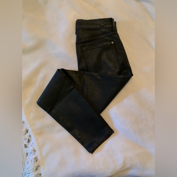 NWOT 7 FOR ALL MANKIND B(AIR) High Waisted Ankle Skinny Jean in Coated Black 27 - Picture 6 of 16